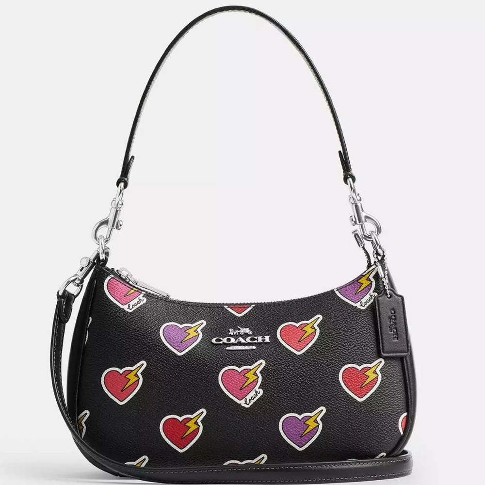 COACH TERI SHOULDER BAG WITH HEART BOLT PRINT -  NEW IN PACKAGING